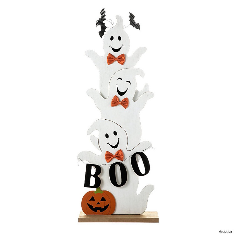 Glitzhome 37.5H Halloween Wooden Stacked Ghost Porch Decor(KD)