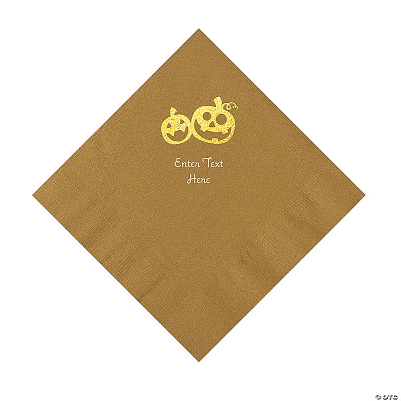 Gold Pumpkin Personalized Napkins with Gold Foil  50 Pc. Luncheon