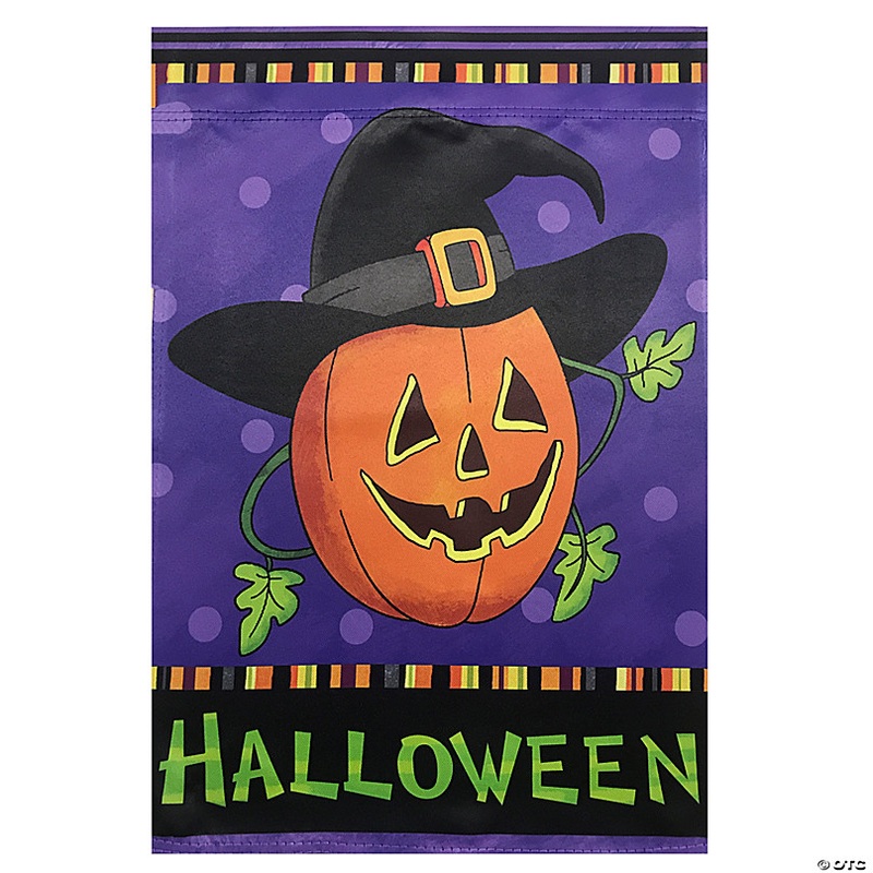 Happy Halloween Pumpkin in a Witch Hat Outdoor House Flag 28 x 40