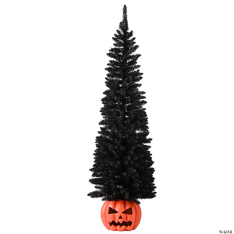 National Tree Company 6 ft. Halloween Half Tree with Orange Lights