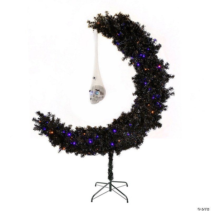 National Tree Company 6 ft. Pre-Lit Halloween Black Moon Shape Tree