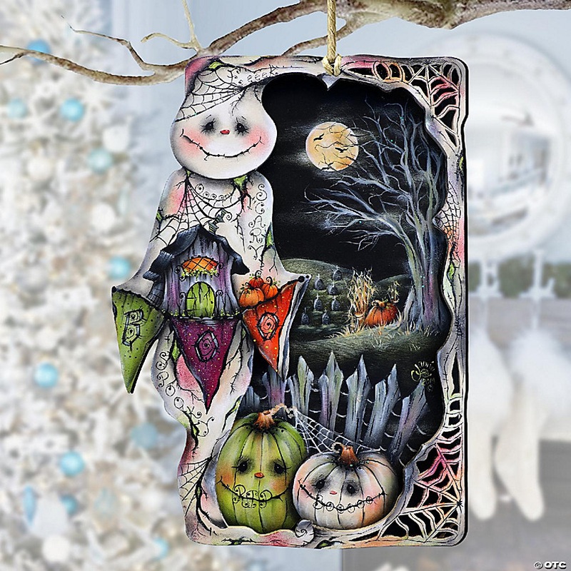 Night Of The Pumpkins Wooden Ornaments By J. Mills-Price - Halloween Decor