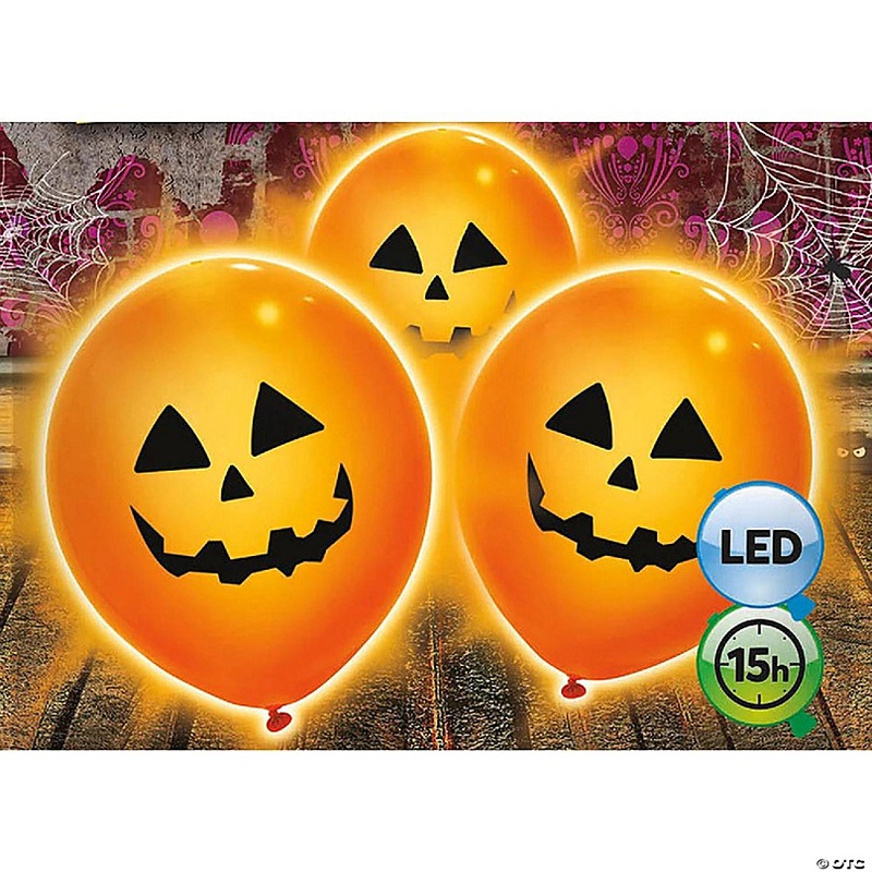 Pumpkin Light Up 9 Balloons - 3ct
