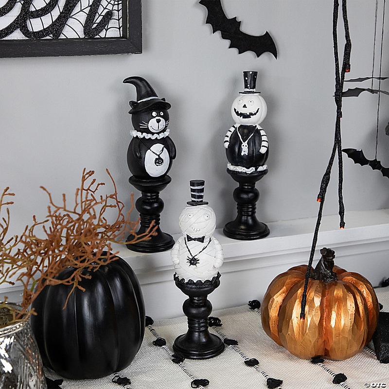 Set of 3 Halloween Candlestick Decorations 8.25
