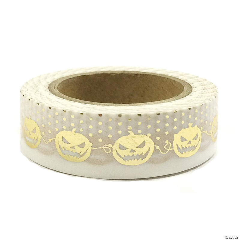 Wrapables Decorative Washi Masking Tape, Wicked Pumpkins Gold
