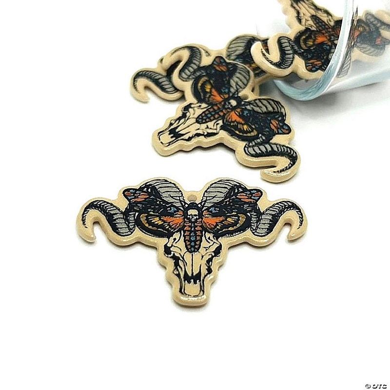20 Pcs Halloween Ram Skull Moth Charms