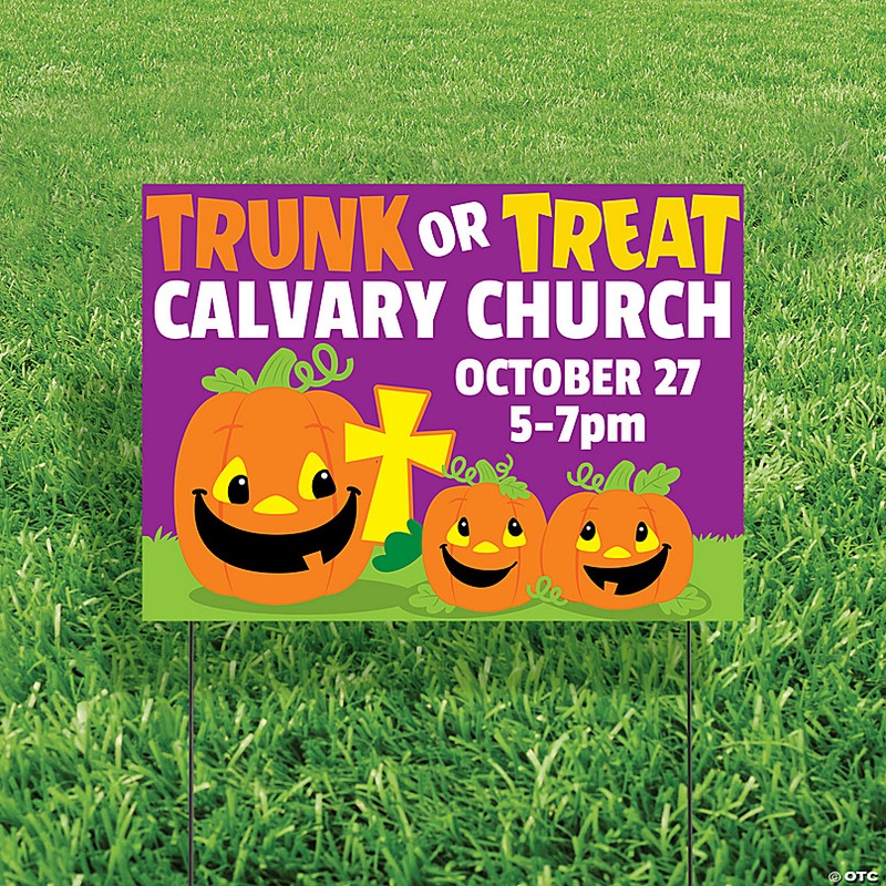 22 x 16 Personalized Christian Pumpkin Halloween Trunk-or-Treat Double-Sided Yard Sign