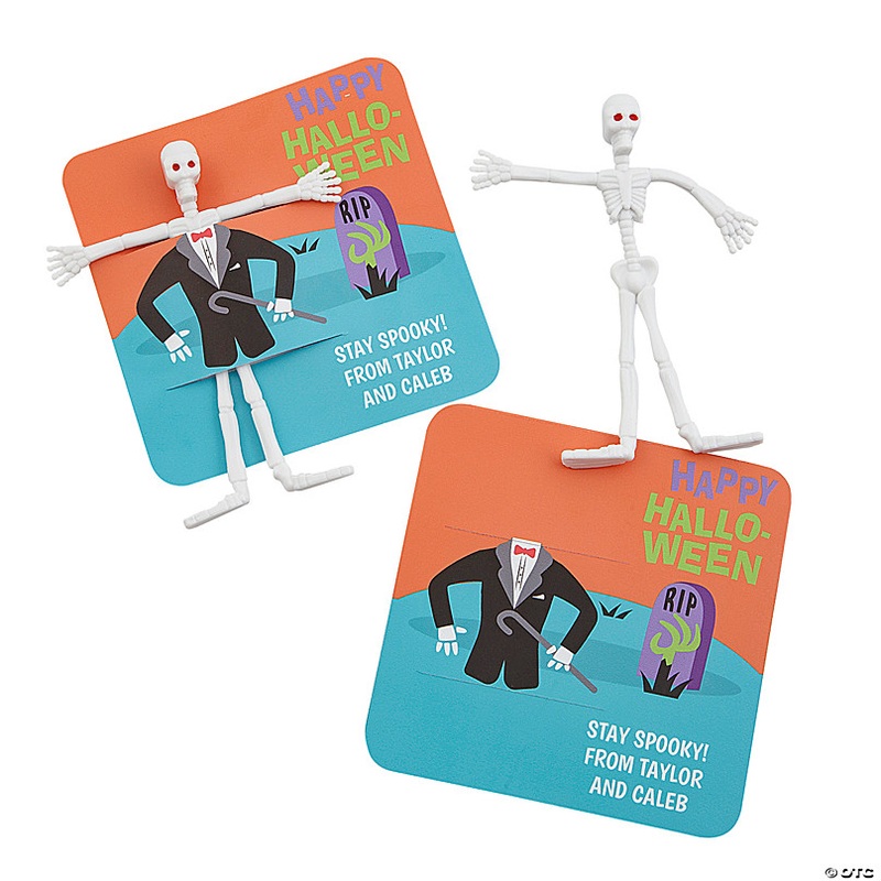 24 Pc. 5 1/4 Halloween Skeleton Bendables with Personalized Card for 24