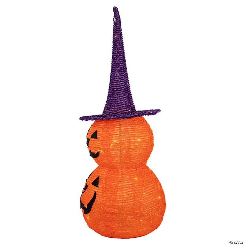 30 Pop Up Lighted Tinsel Stacked Jack-O-Lanterns Halloween Decoration
