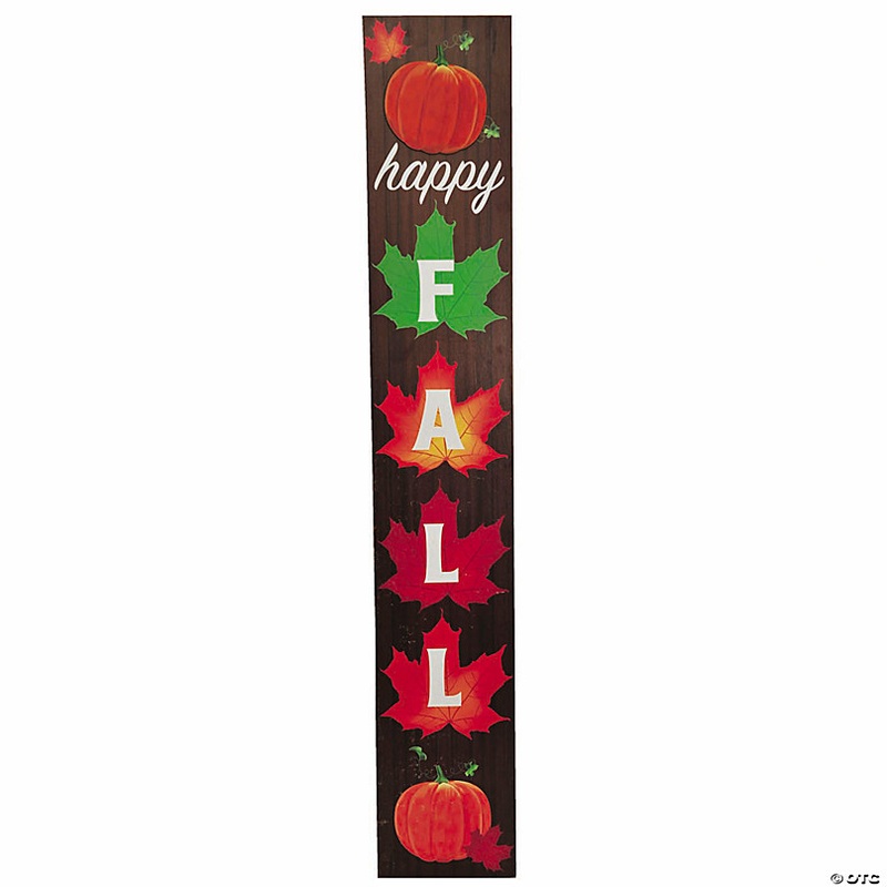 4 Ft. Leaves & Pumpkins Happy Fall Wood Porch Sign Outdoor Decoration