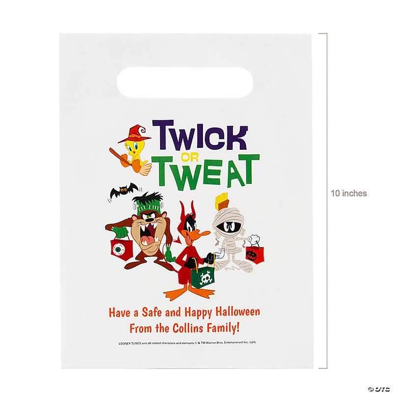 7 1/2 x 10 Bulk 50 Pc. Personalized Halloween Looney Tunes Treat Bags