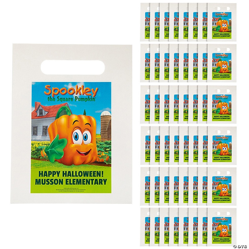 7 1/2 x 10 Bulk 50 Pc. Personalized Spookley the Square Pumpkin Paper Treat Bags