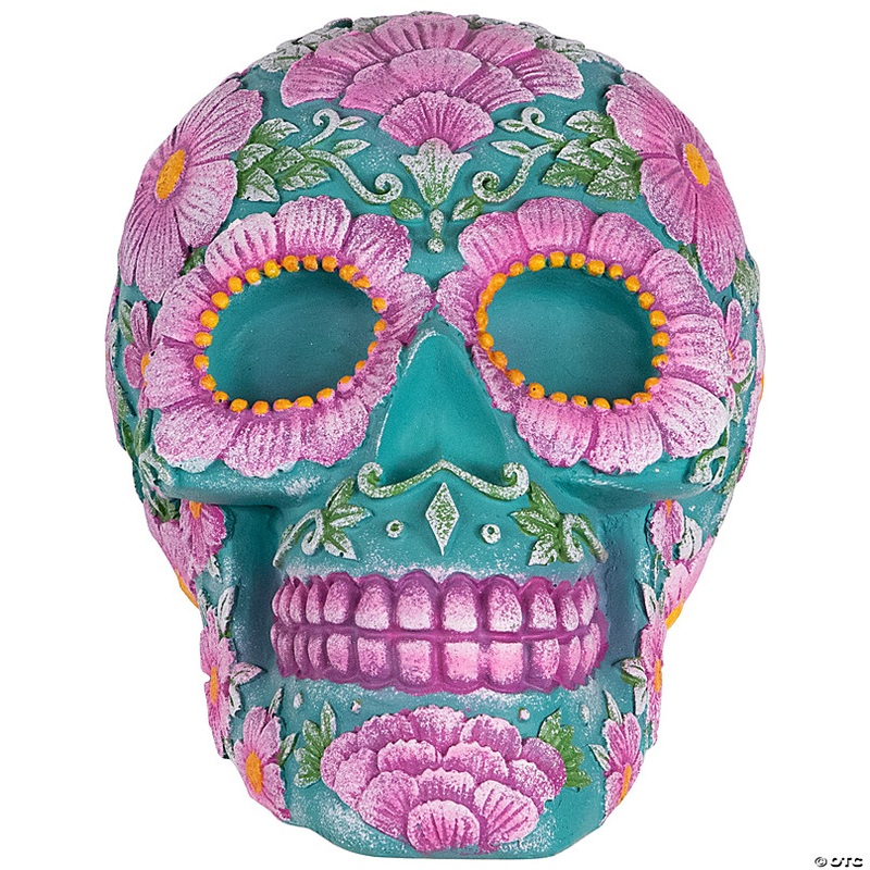 7.75 Blue and Pink Day of the Dead Skull Coin Bank