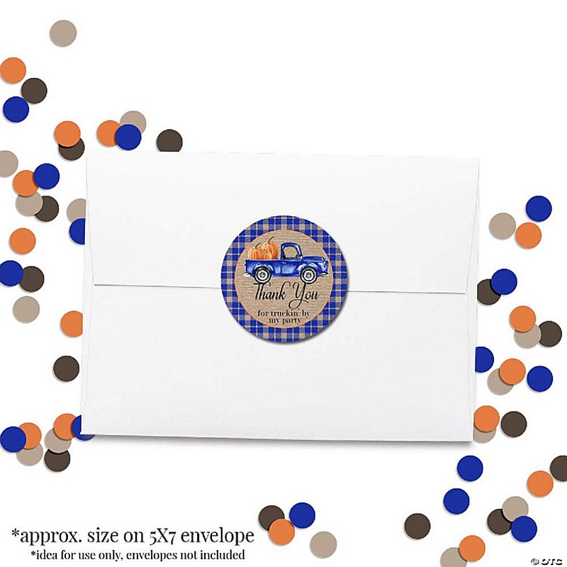 AmandaCreation Blue Truck Pumpkins Envelope Seals 40pc.