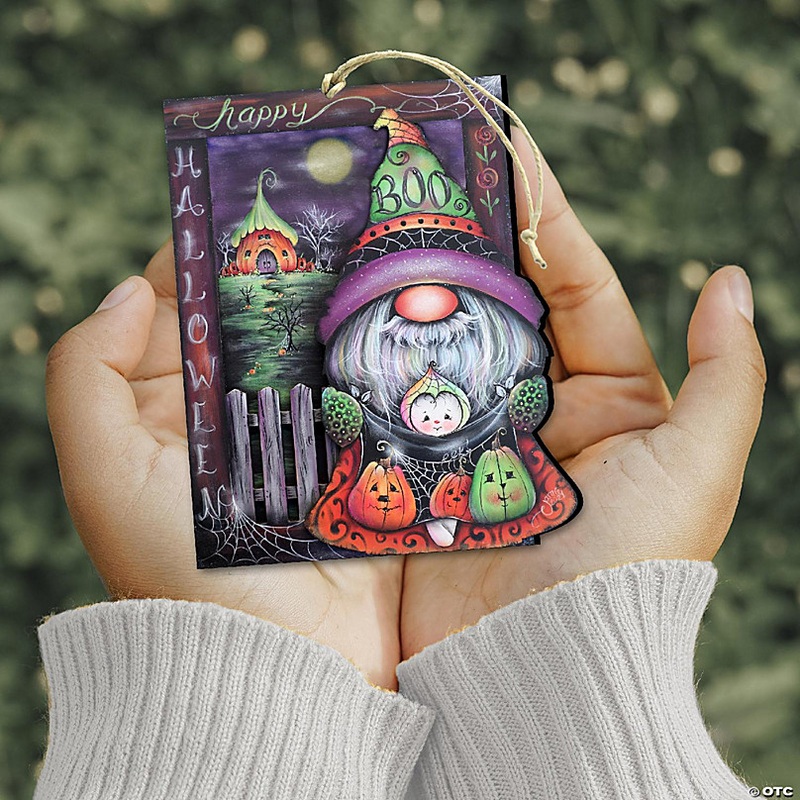 Boo Halloween Gnome Wooden Ornaments By J. Mills-Price - Halloween Decor