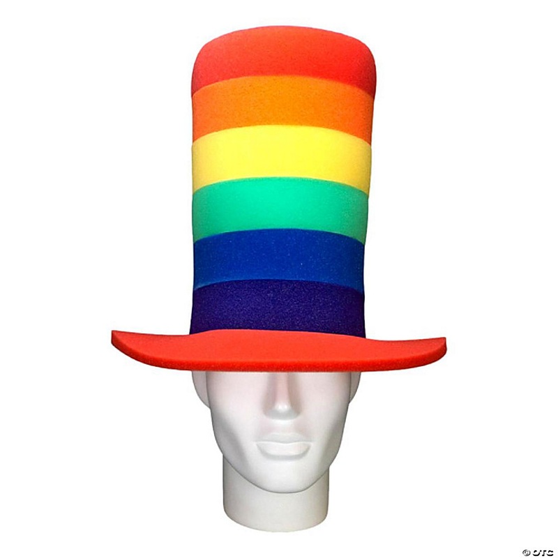 Foam Party Hats Pride Rainbow Top Hat - Photo Booth Prop - Party Favors -Halloween - Crazy Hat Day