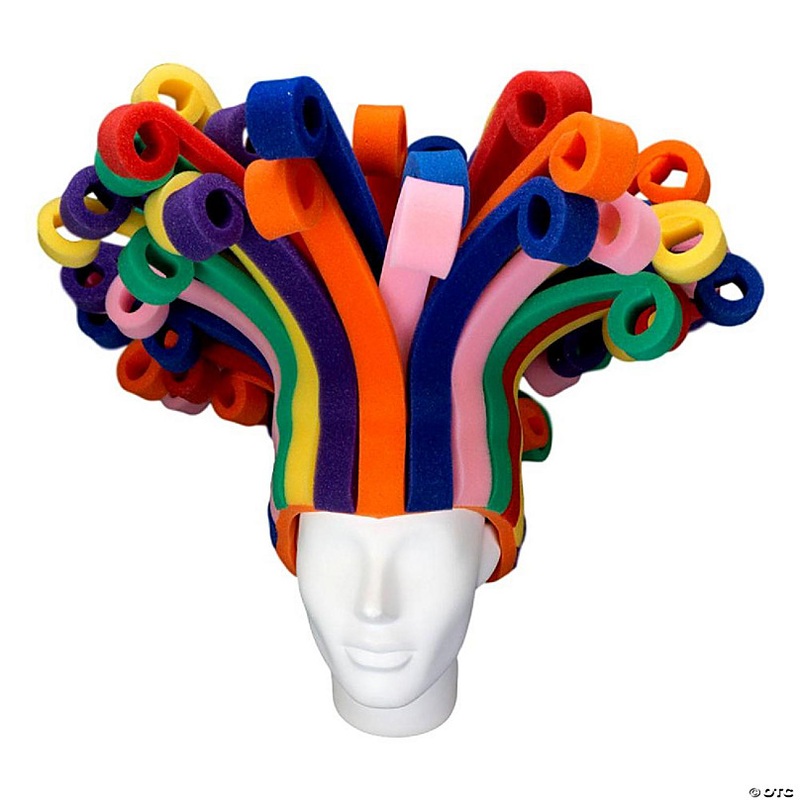 Foam Party Hats Rainbow Wig - Photo Booth Prop - Party Favors -Halloween - Crazy Hat Day