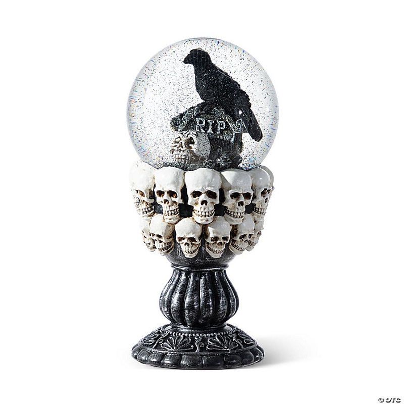 Glitzhome 100mm 7.25H Halloween Resin Stacked Skull Waterglobe