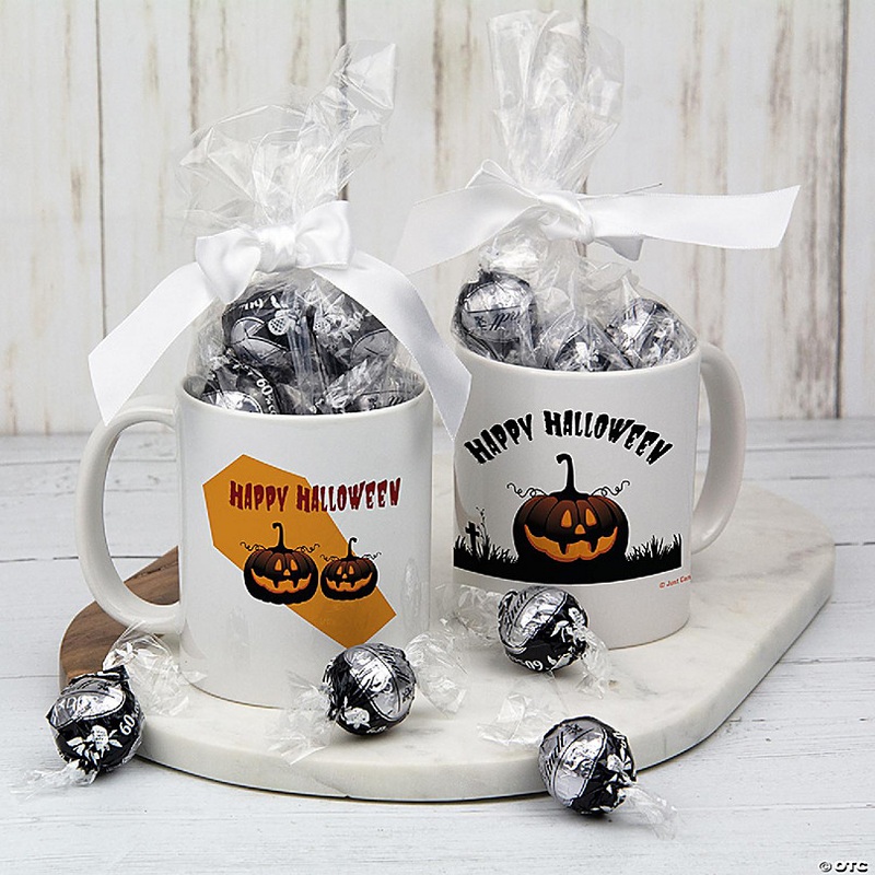Halloween Candy Gift 11oz Coffee Mug with Dark Chocolate Truffles - Pumpkins
