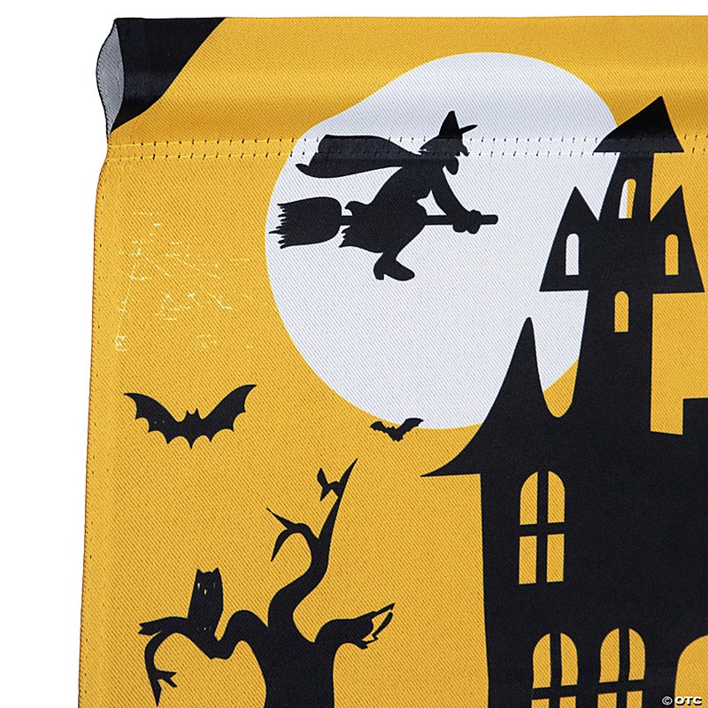 Haunted House with Flying Witch Halloween Outdoor Garden Flag - 18 x 12.5