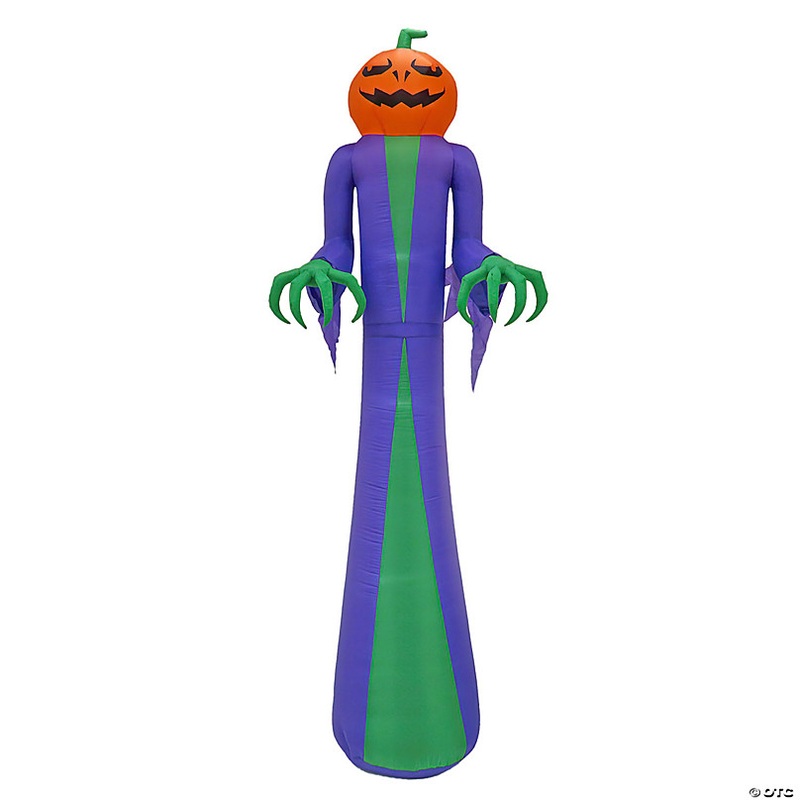 National Tree Company 12ft Inflatable Halloween Pumpkin Ghost, 4 White LED lights- UL