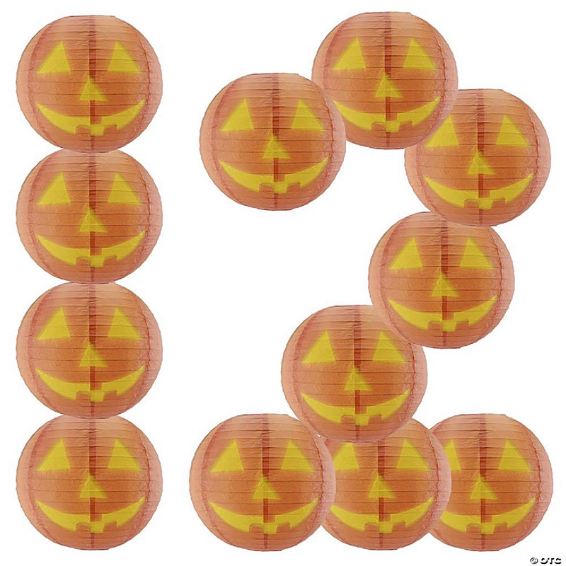 PaperLanternStore 12 PACK 14 Jack-O-Lantern Pumpkin Halloween Paper Lantern, Design by Esper