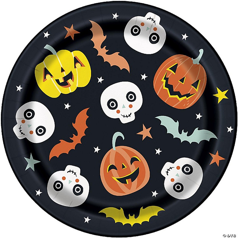 Pastel Pumpkin Halloween Round 7 Dessert Plates - 8ct