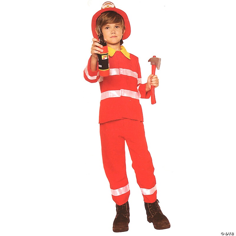 Red and White Firefighter Boy Child Halloween Costume - Medium