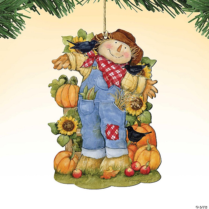 Scarecrow Ornament Wooden ornament by S. Winget - Thanksgiving Halloween Decor