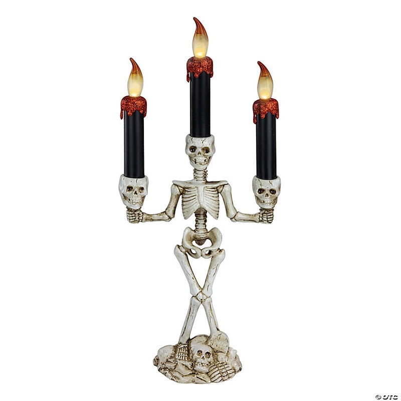 14.5 Dripping Candle Skeleton Halloween Candelabra