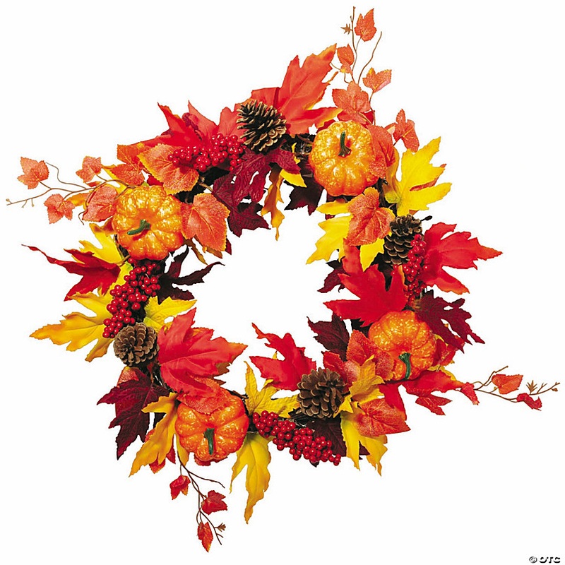 18 Fall Leaves & Pumpkins Harvest Wreath