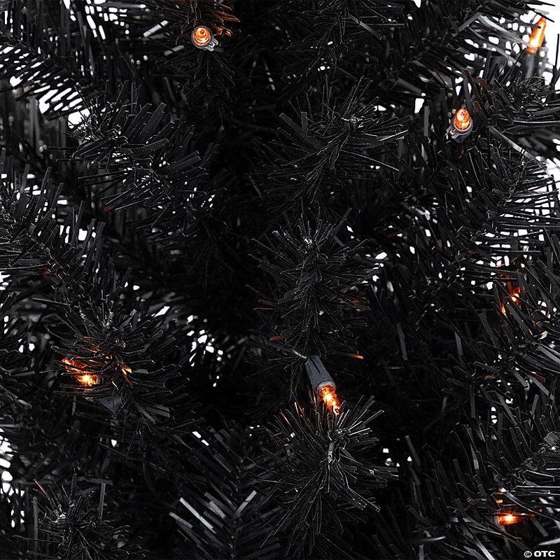 3ft Pre-Lit Black Noble Spruce Artificial Halloween Tree  Orange Lights