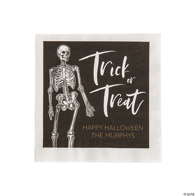 5 Bulk 50 Pc. Personalized Skeleton Beverage Napkins