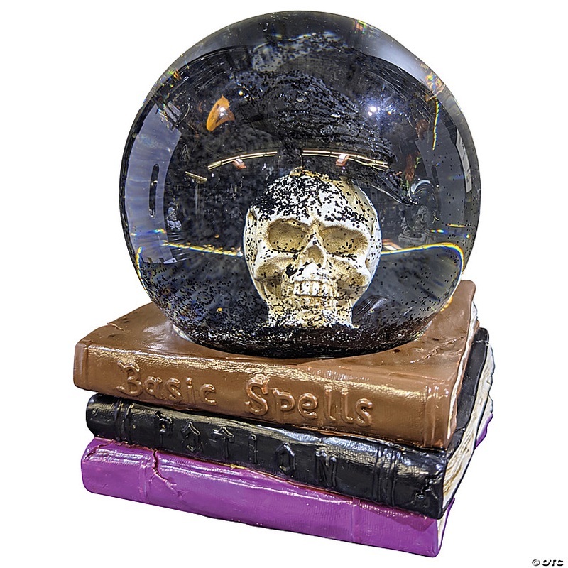 5 Skull Water Globe on Spell Books Halloween Decoration