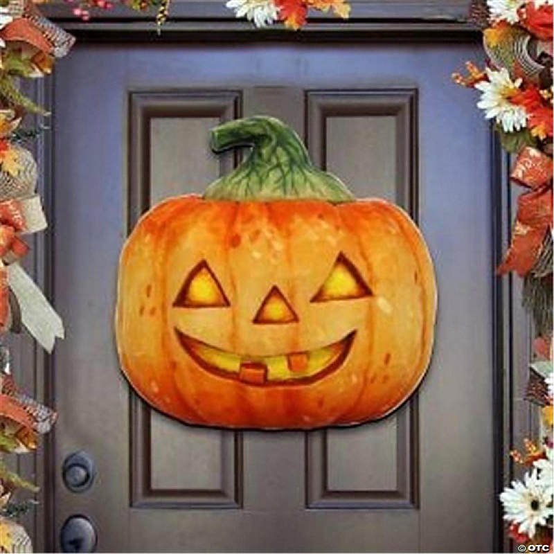 8158414 Halloween Pumpkin Wooden Ornament Set of 2