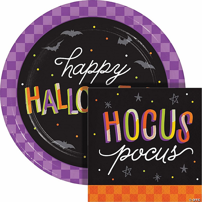 Creative Converting Retro Halloween Paper Plates and Napkins Set, Serves 16