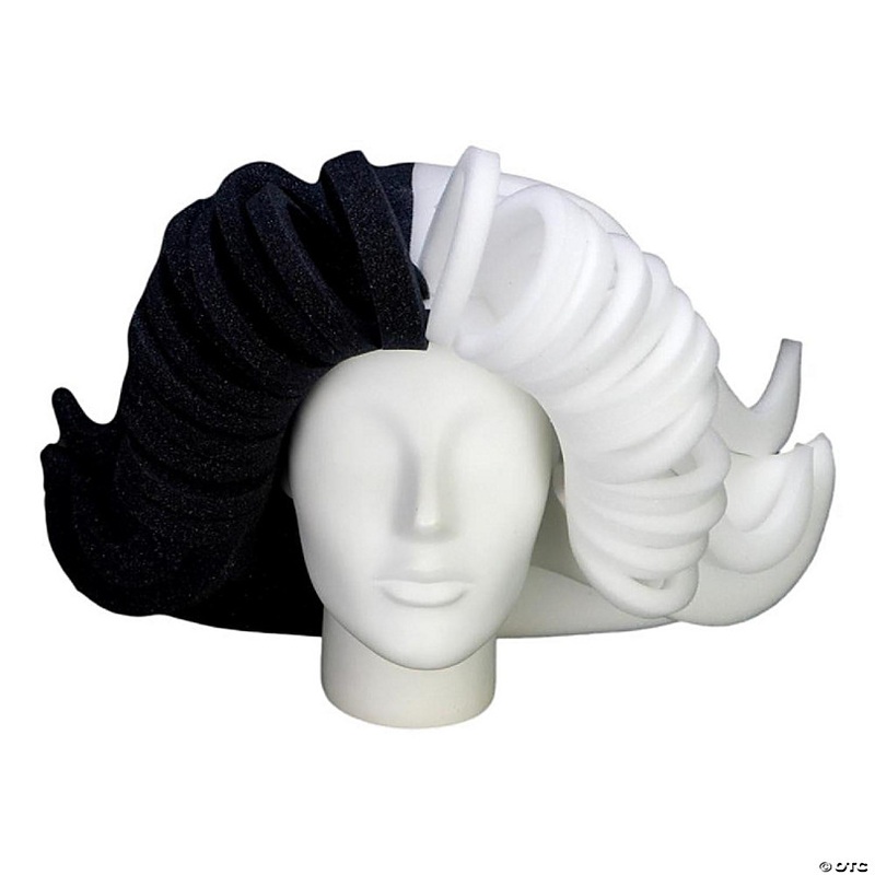 Foam Party Hats Black & White Wig - Photo Booth Prop - Party Favors -Halloween - Crazy Hat Day