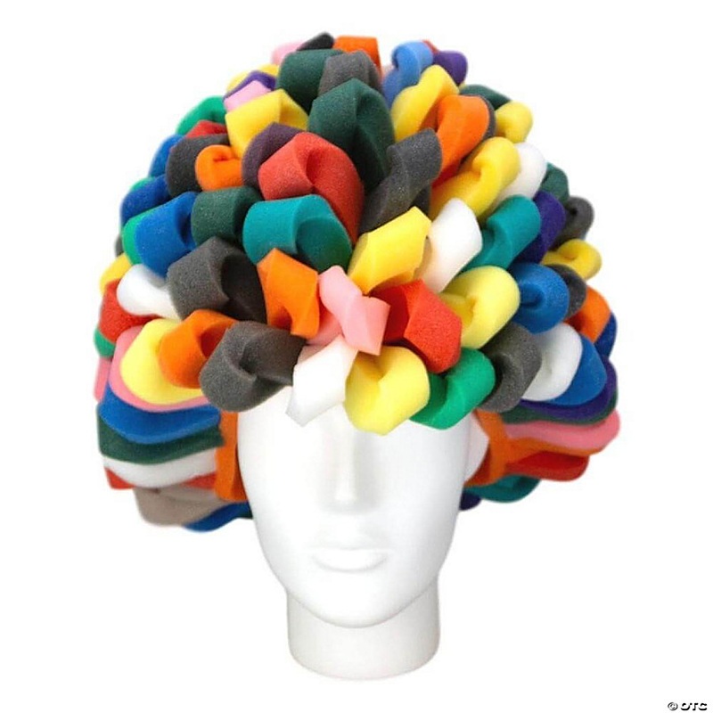 Foam Party Hats Rainbow Afro Wig - Photo Booth Prop - Party Favors -Halloween - Crazy Hat Day