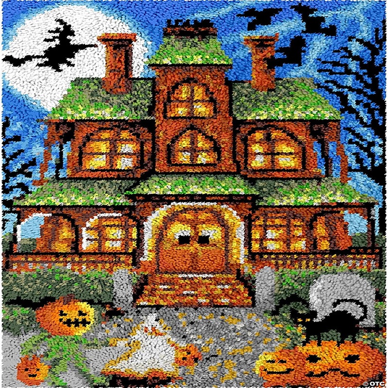 LovelyLust.com Halloween Haunted House Rug Making Latch Hooking Kit (60x40cm Printed canvas)