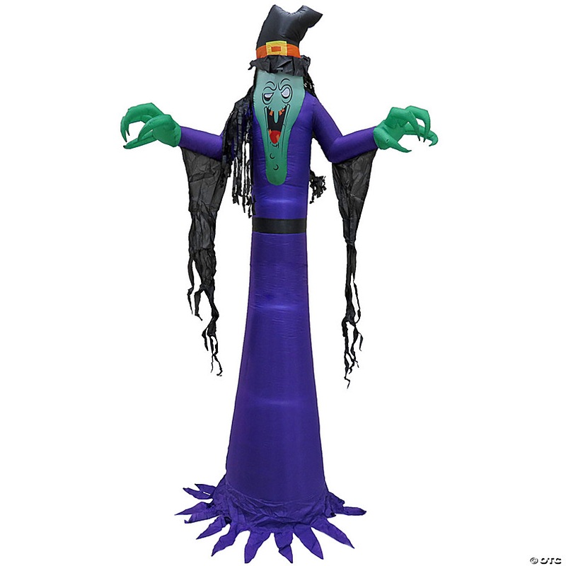 National Tree Company 12 ft Inflatable Halloween  Witch, 4 White LED Lights- UL