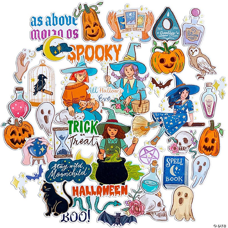 Navy Peony Enchanted Witch Halloween Stickers