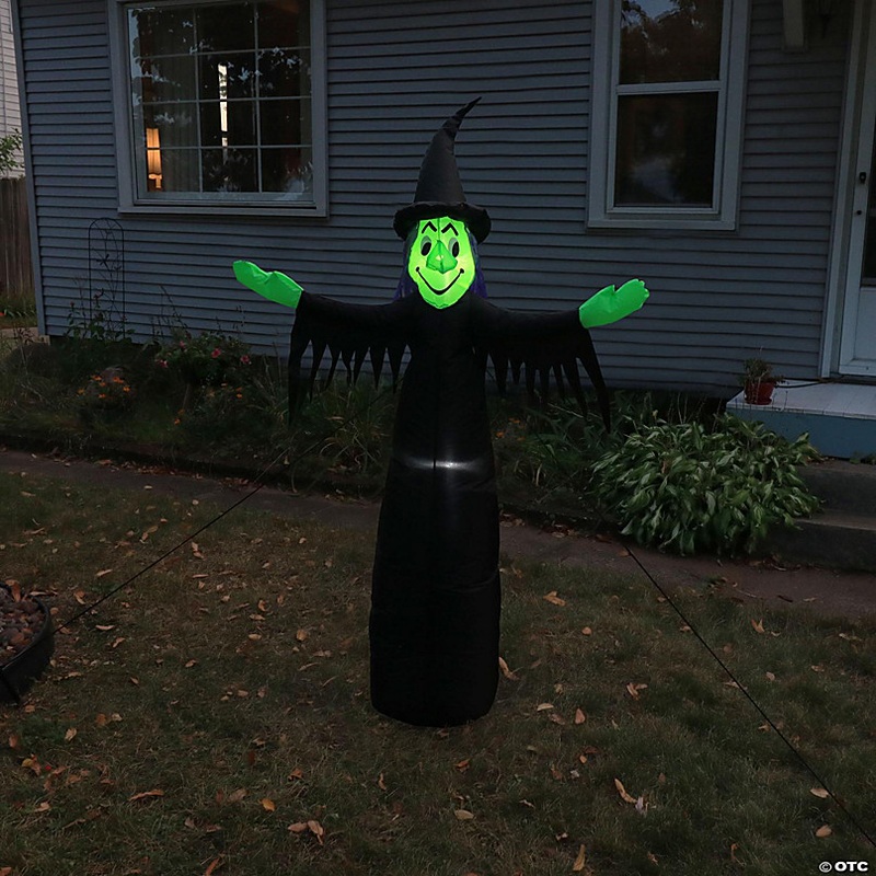 Sunnydaze Outdoor Wendolyn the Wicked Witch Self-Inflating Halloween Inflatable Yard Decoration with LED Lights and Built-In Fan - 5'