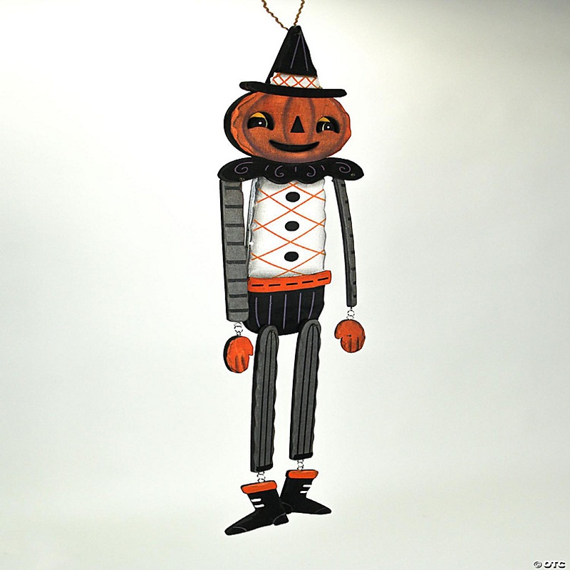 Transpac Johanna Parker Pumpkin Peeps Wooden Halloween Pumpkin Wall Hanging Door Decor