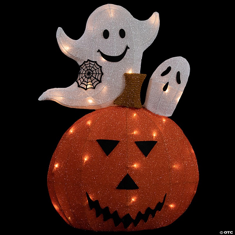 27.5 LED Lighted Battery Operated Jack-O-Lantern and Ghosts Halloween Decoration