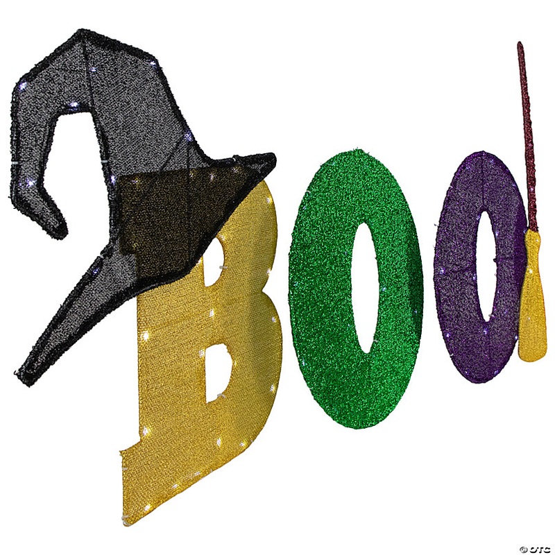 50 LED Lighted Tinsel 'Boo' Outdoor Halloween Decoration