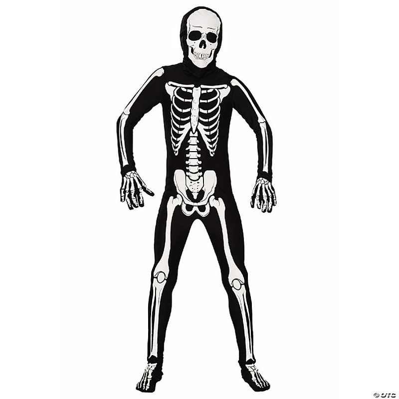 AltSkin Full Body Stretch Fabric Zentai Suit Costume - Glow in the Dark Skeleton (Kid Medium)