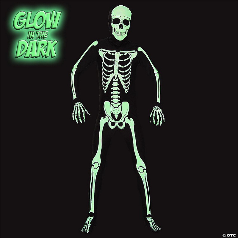 AltSkin Full Body Stretch Fabric Zentai Suit Costume - Glow in the Dark Skeleton (XXS)