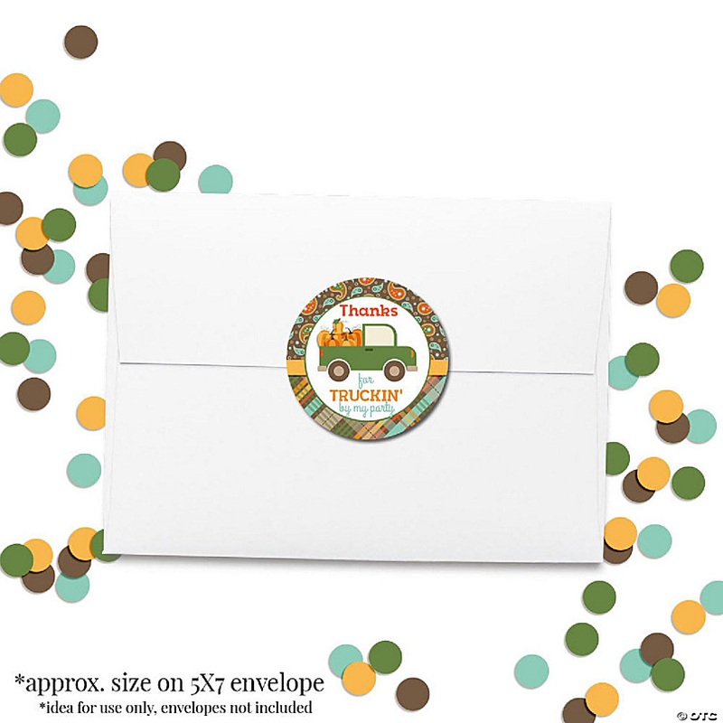 AmandaCreation Green Truck Pumpkins Envelope Seals 40pc.