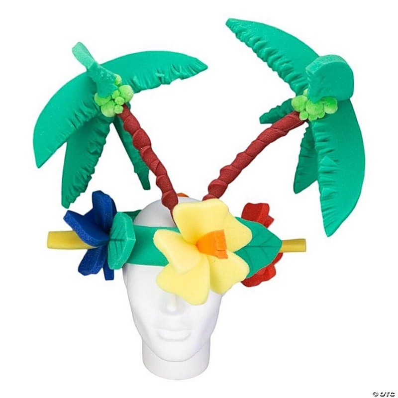 Foam Party Hats Coconut Tree & Flowers Hat - Photo Booth Prop - Party Favors -Halloween - Crazy Hat Day