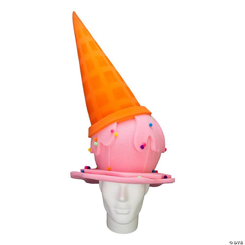 Foam Party Hats Ice Cream Cone Hat - Photo Booth Prop - Party Favors -Halloween - Crazy Hat Day